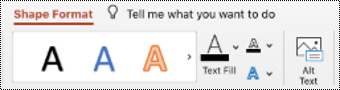 Alt Text button on the ribbon for a shape in PowerPoint for Mac.