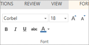 Font group in PowerPoint Online