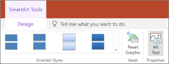 Alt Text button on the ribbon for a SmartArt in PowerPoint Online.