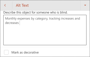 Alt text for a table in PowerPoint for Android.