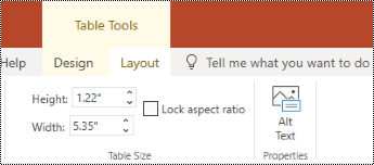 Alt Text button on the ribbon for a table in PowerPoint Online.